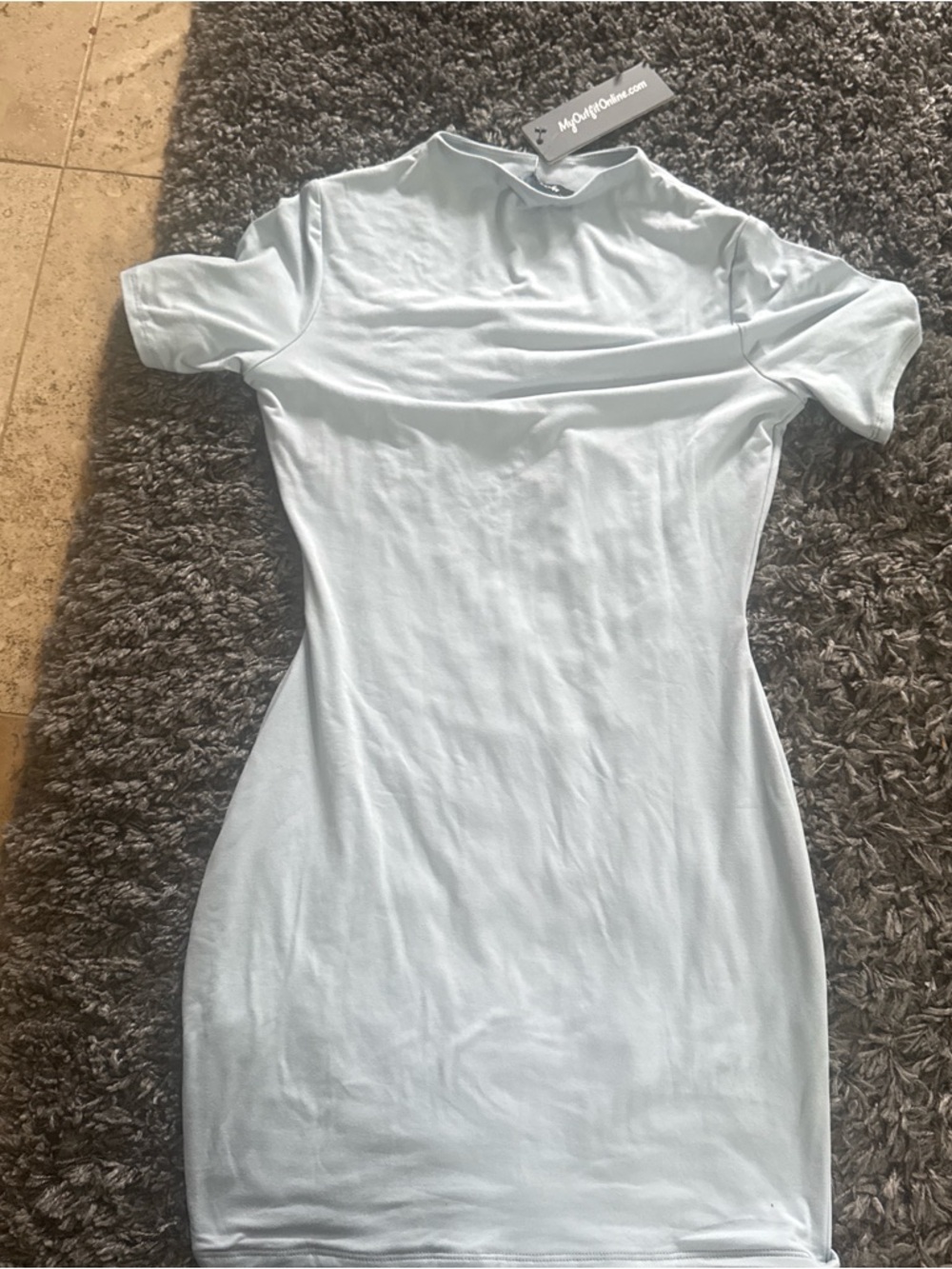 Light Blue Short-Sleeve Mini Bodycon Dress